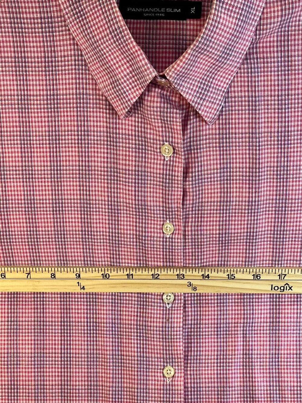 Vintage Panhandle Slim Pink Plaid Long Sleeve Western Show Shirt size XL - Picture 3 of 6